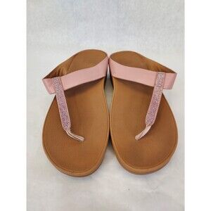 Fitflop Fino Crystal Sandal Women's 10 Dusky Pink Straps Toe Thong Wobble Board